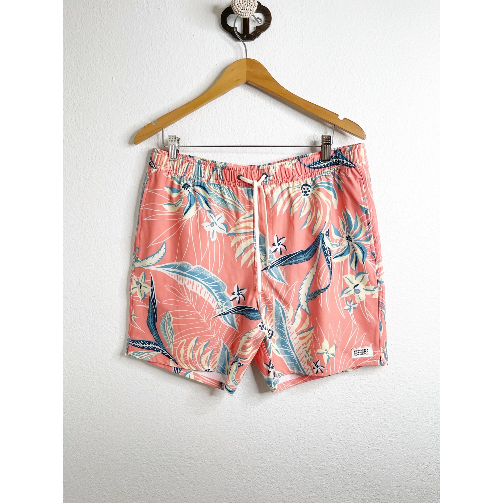O'neill Mens Hyperfreak Stretch Board Shorts Coral Pink Tropical Swim Large